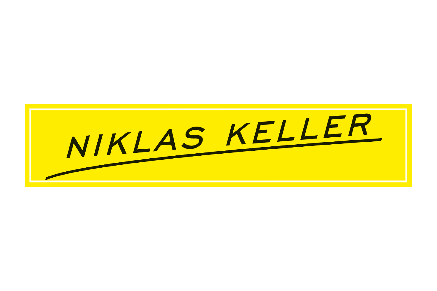 Yellow rectangular background with the name Niklas Keller in black lettering.